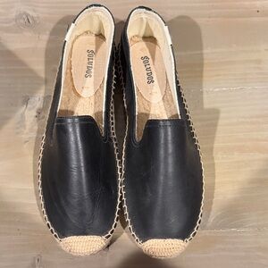 Soludos Leather Espadrilles in Black and Tan